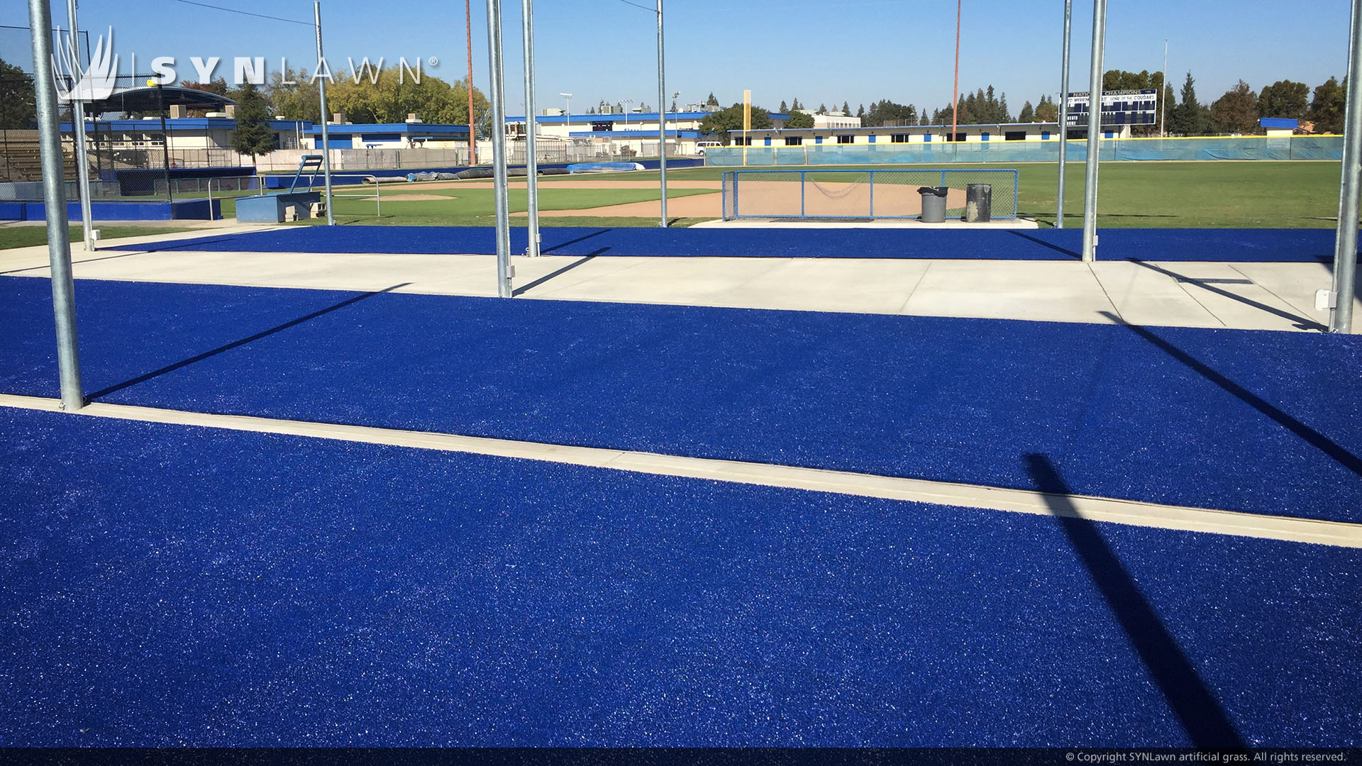 Blue artificial athletic grass from SYNLawn