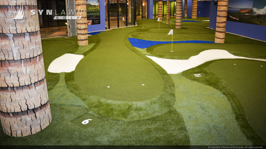 Indoor artificial golf greens installed by SYNLawn