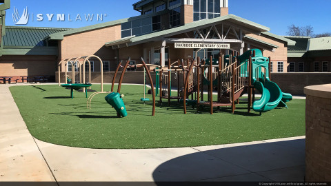 artificial grass lawn on school ground