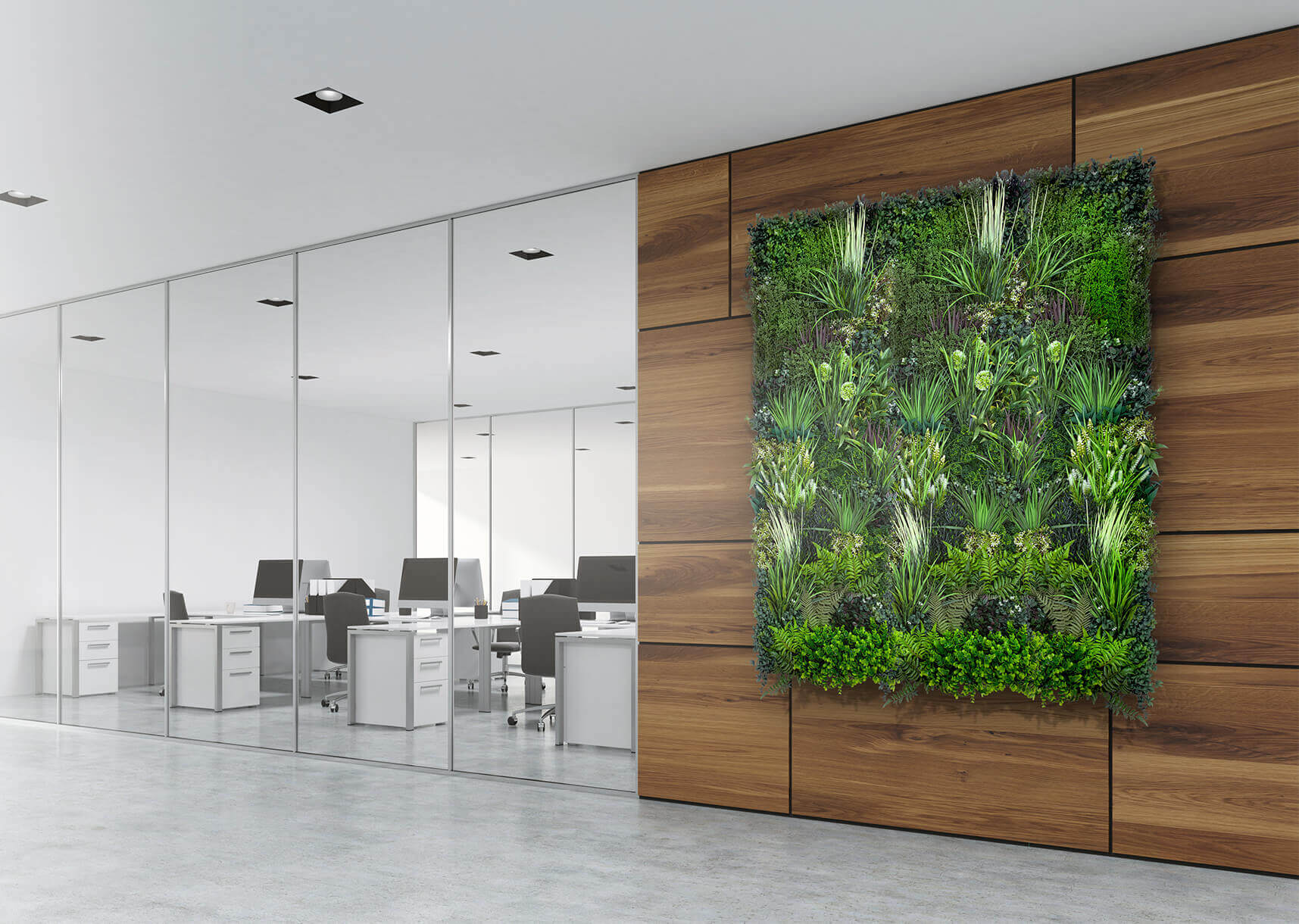office space artificial living wall