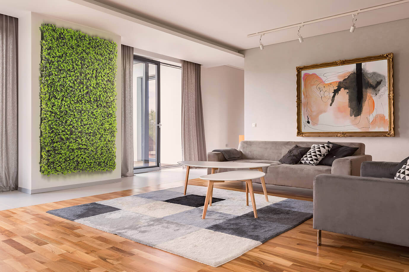 Residential living room artificial living wall