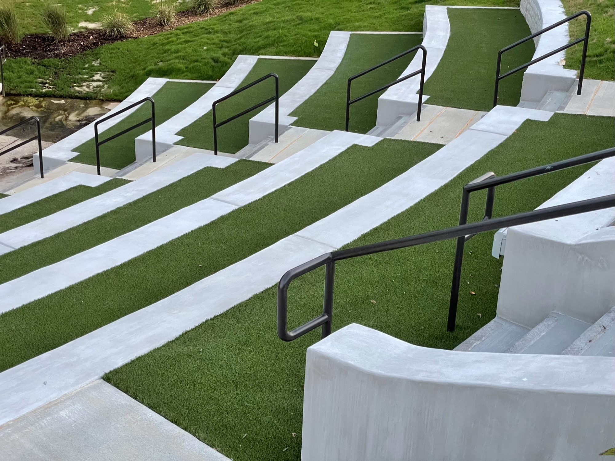 Artificial grass amphitheater steps