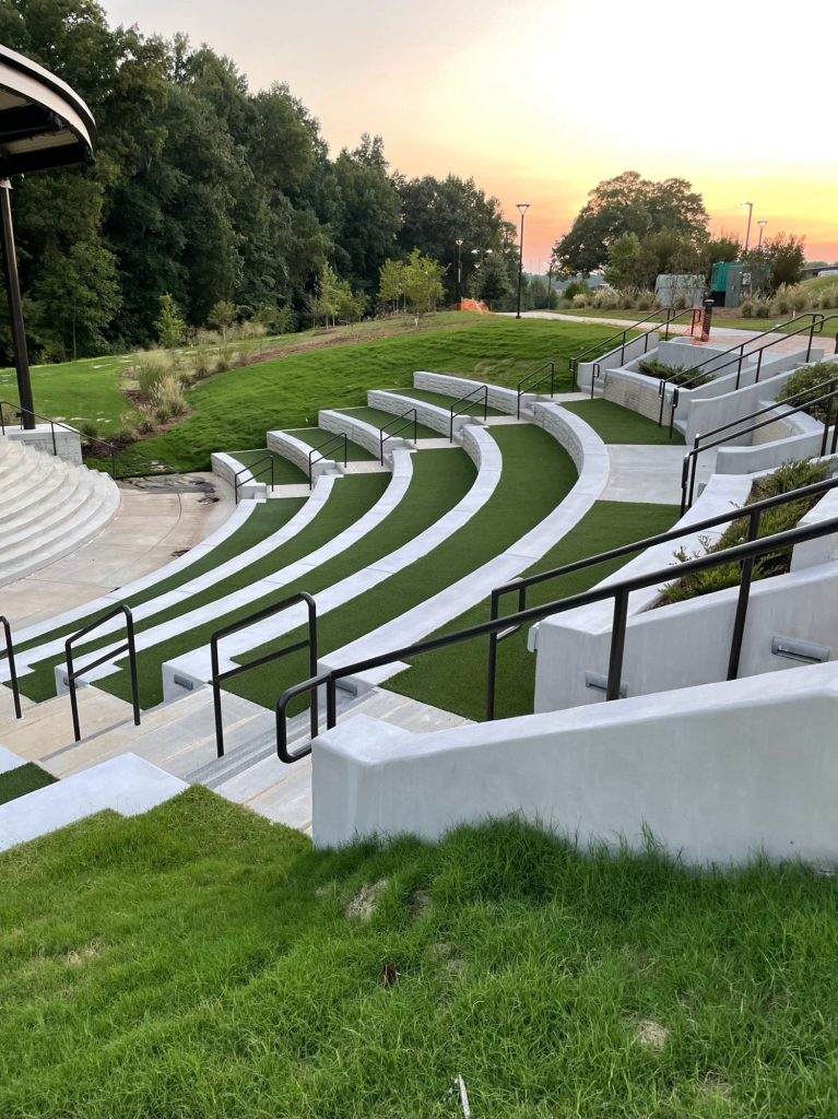 Commercial artificial grass amphitheater installed by SYNLawn