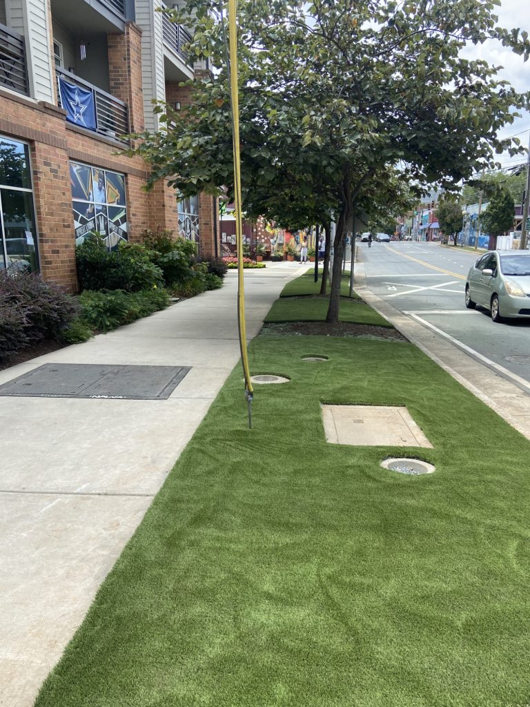 Artificial grass apartment sidewalk