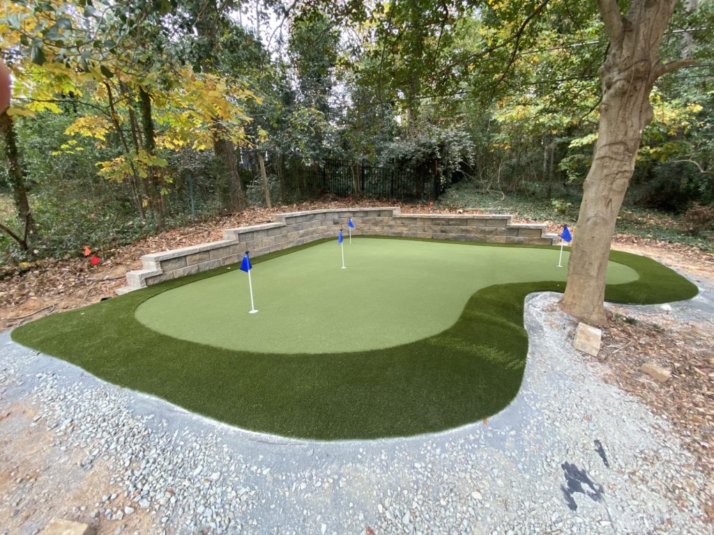 Backyard putting green installation in South Carolina