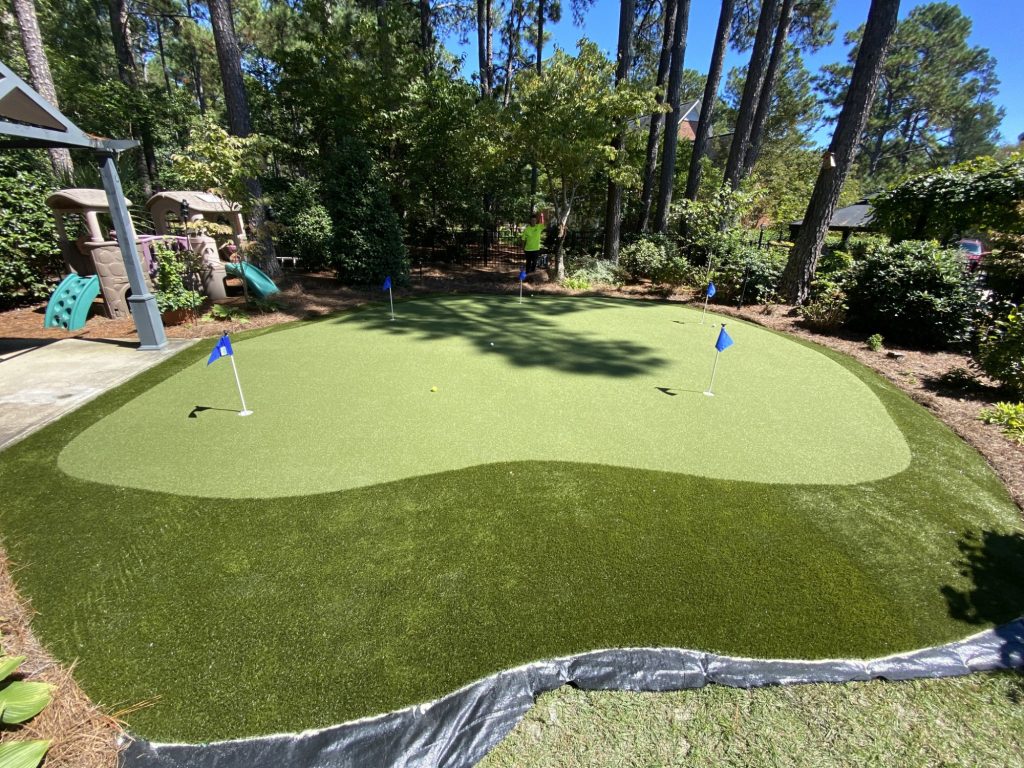 Residential backyard putting green in South Carolina