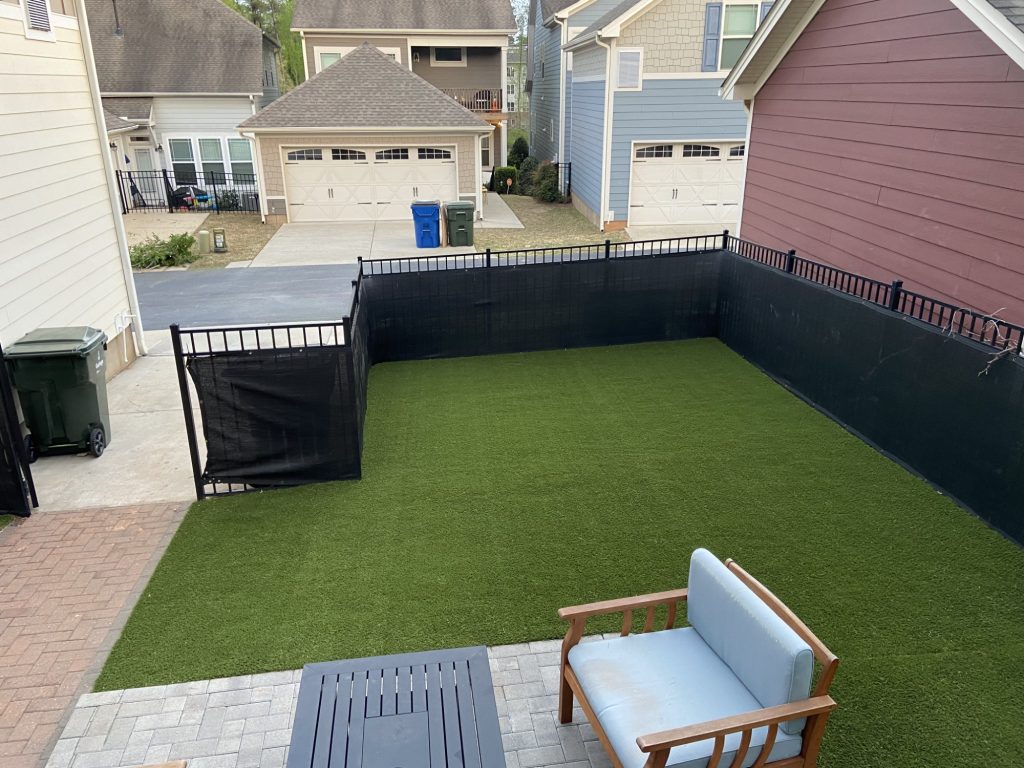 Residential artificial grass yard