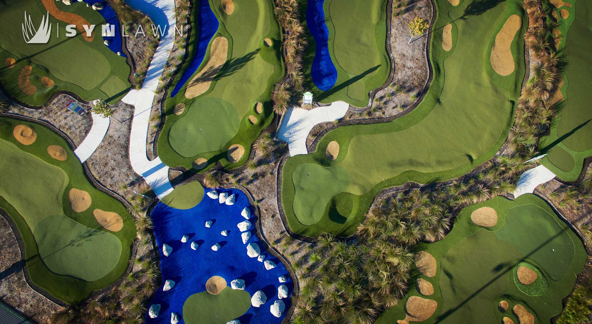 commercial putting green drone shot