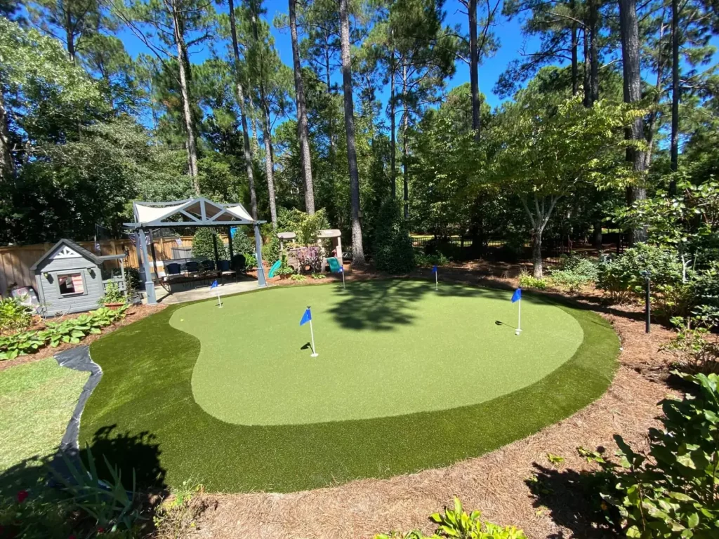 Artificial grass backyard installation from SYNLawn South Carolina
